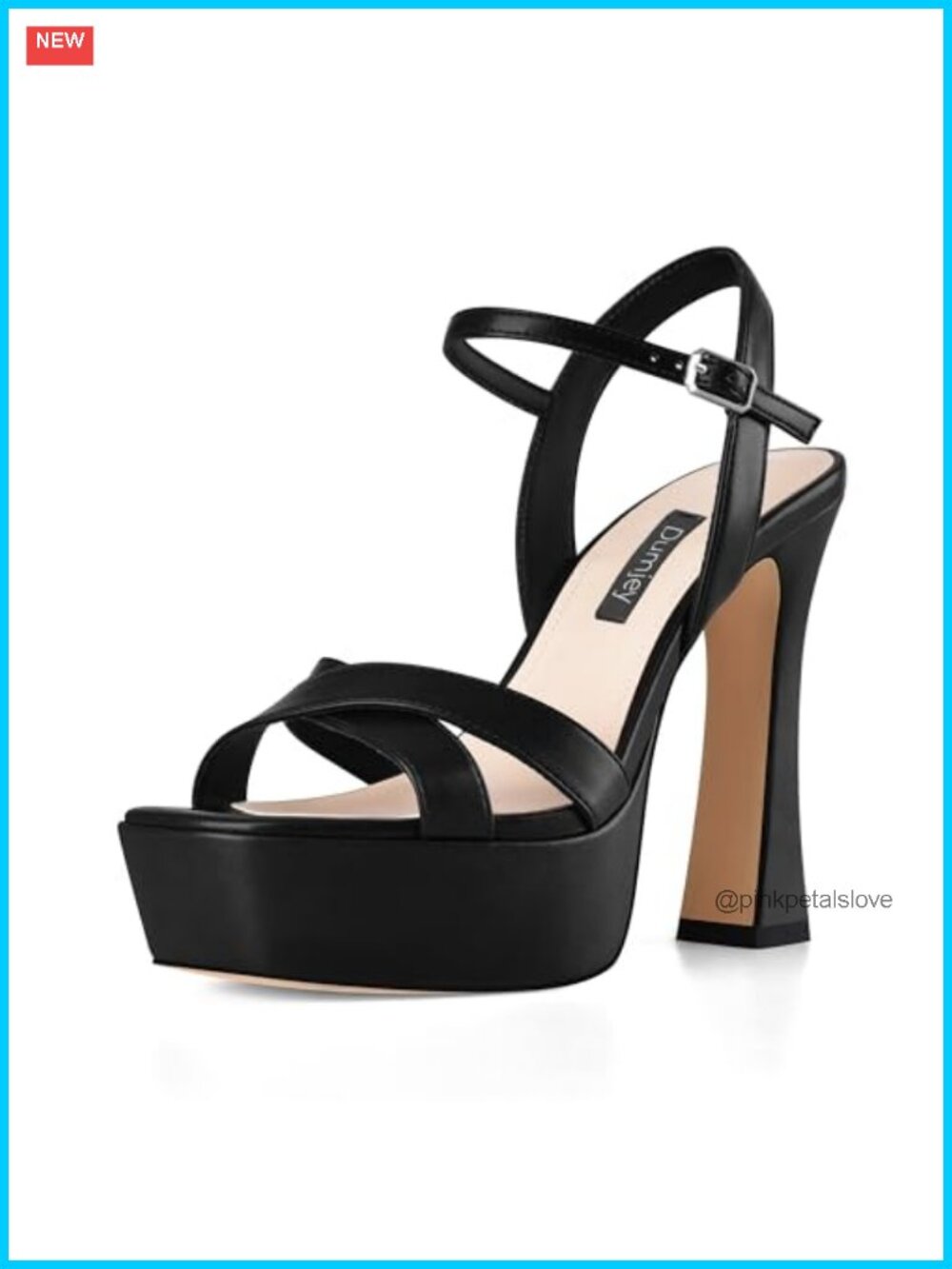 Chunky Platform Heeled Sandals Faux Leather Ankle Strap